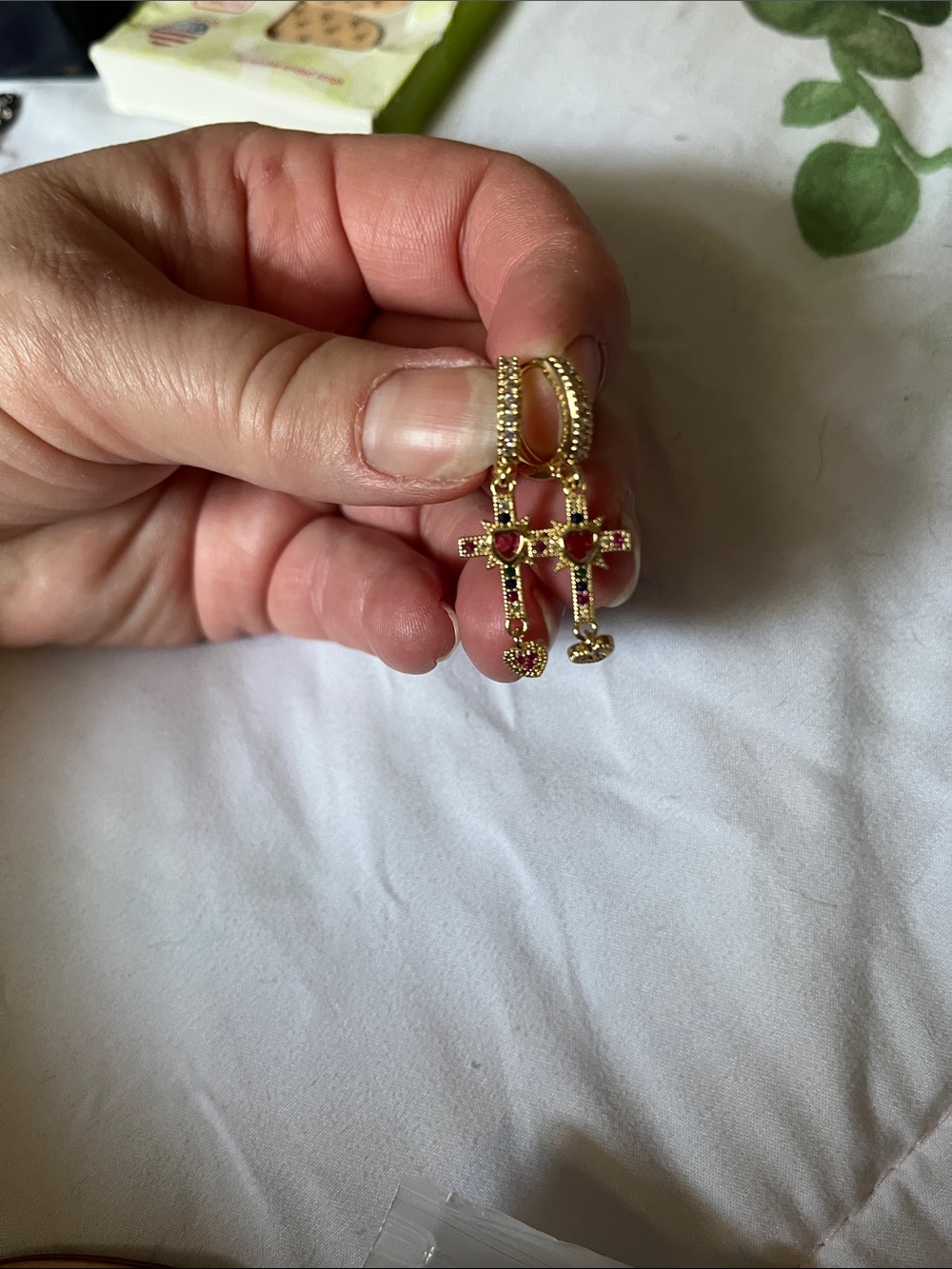 Cute Heart Cross Earrings